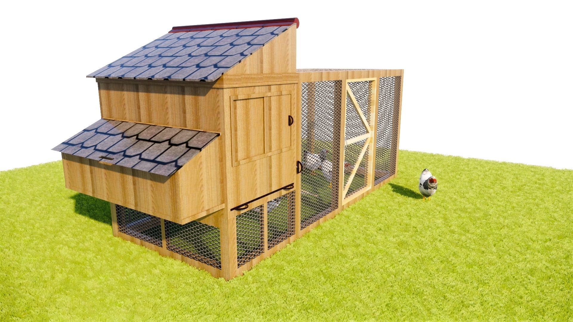 Chicken coop 3D model OBJ 3DS FBX STL SKP
