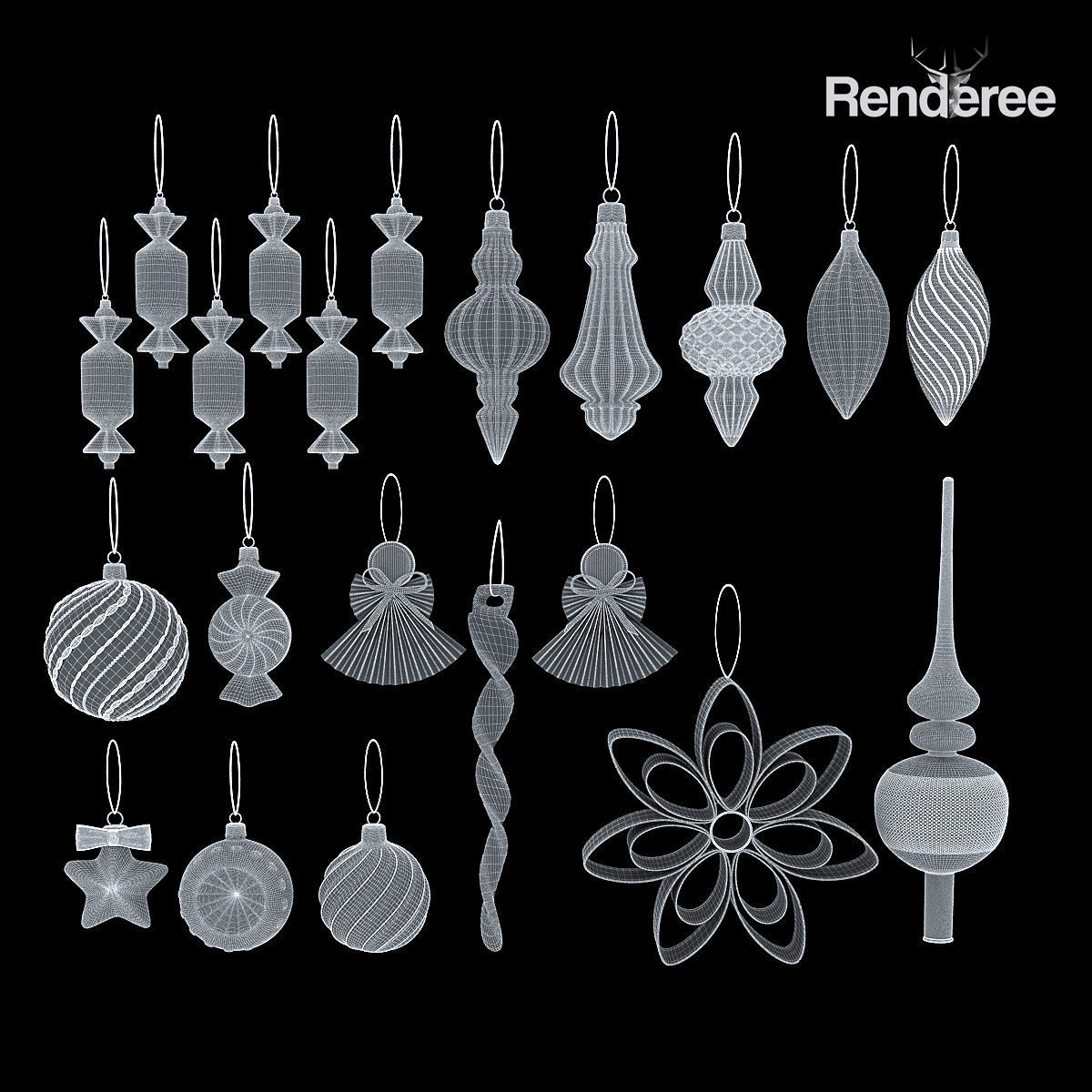 Christmas Balls and Decorations 3D model_15