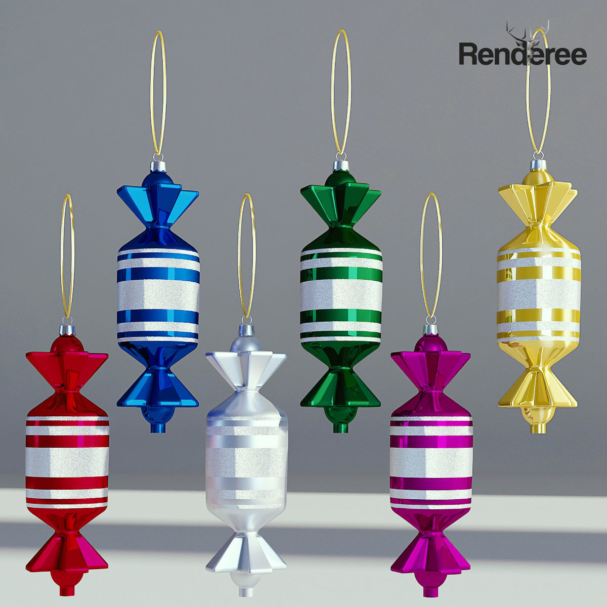 Christmas Balls and Decorations 3D model_1