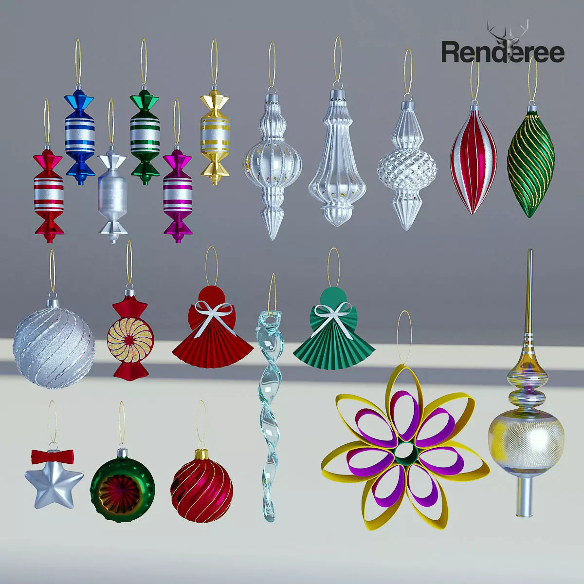 Christmas Balls and Decorations 3D model_0