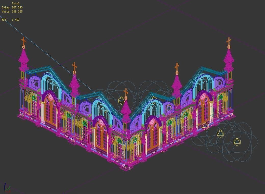 Tang Church Hospital - Church Wall 01 3D model_3