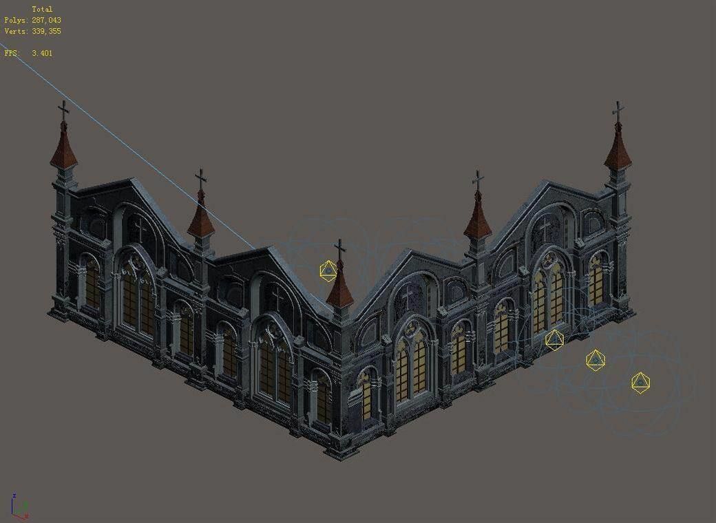 Tang Church Hospital - Church Wall 01 3D model_2