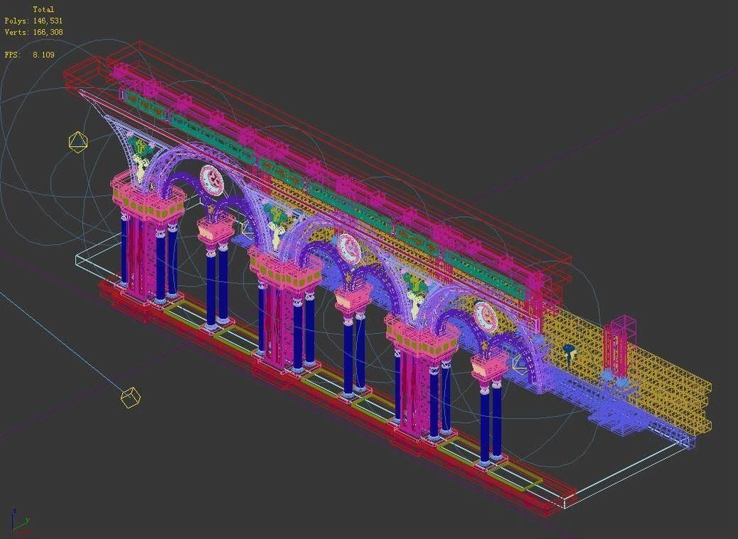 Tang Church Hospital - Church Pillar 02 3D model_3