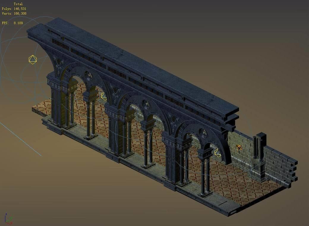 Tang Church Hospital - Church Pillar 02 3D model_2