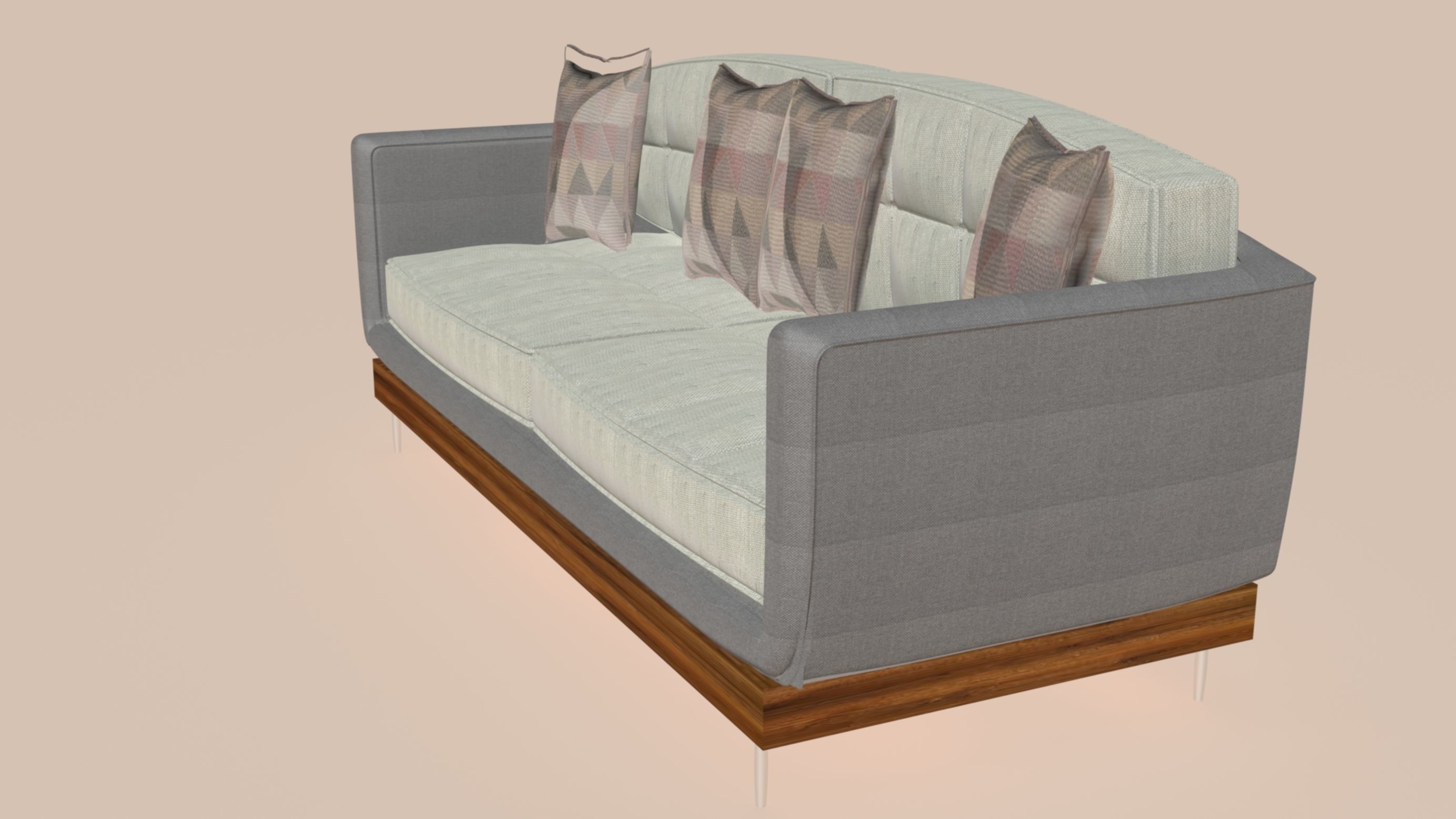 Nordic Scandinavian Sofa  3D model_2