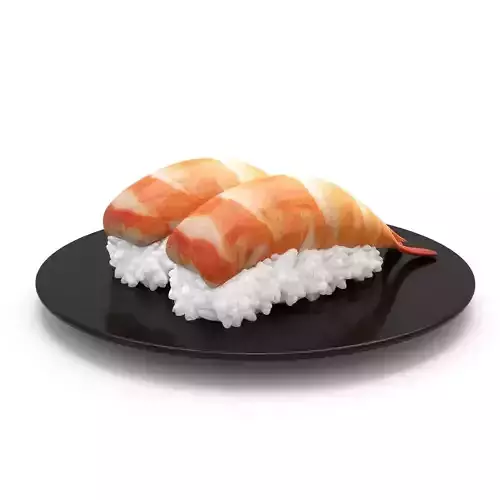 Prawn Sushi Japanese Japan Food rolls 3d model 3D model