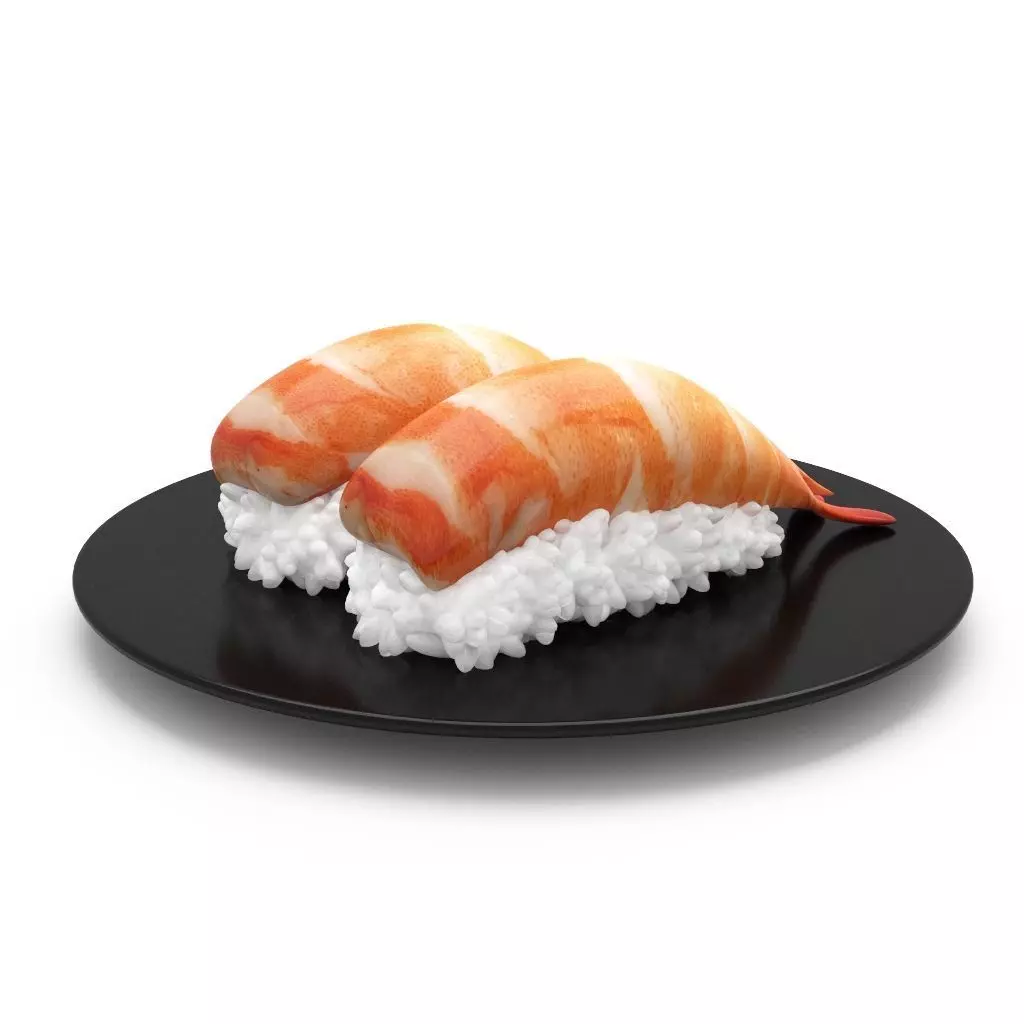 Prawn Sushi Japanese Japan Food rolls 3d model 3D model 3D model_0