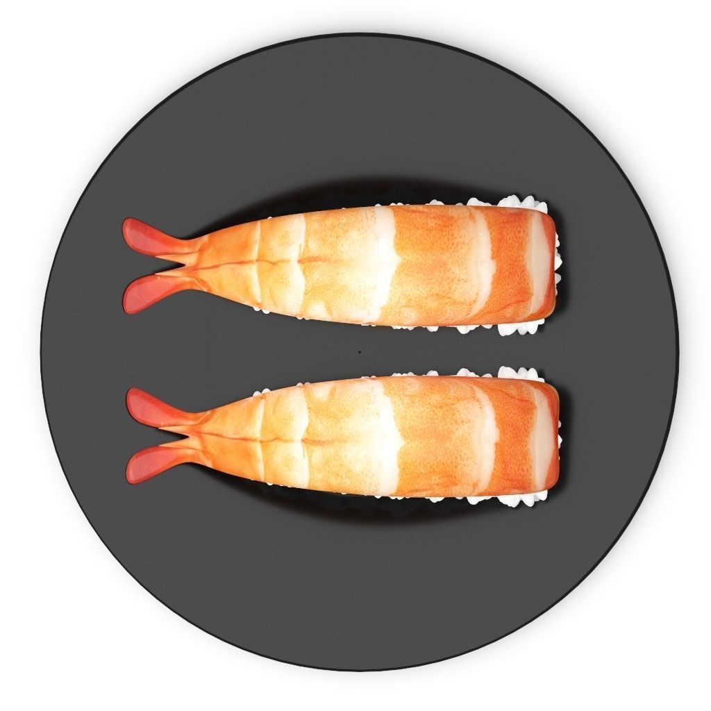 Prawn Sushi Japanese Japan Food rolls 3d model 3D model 3D model_3