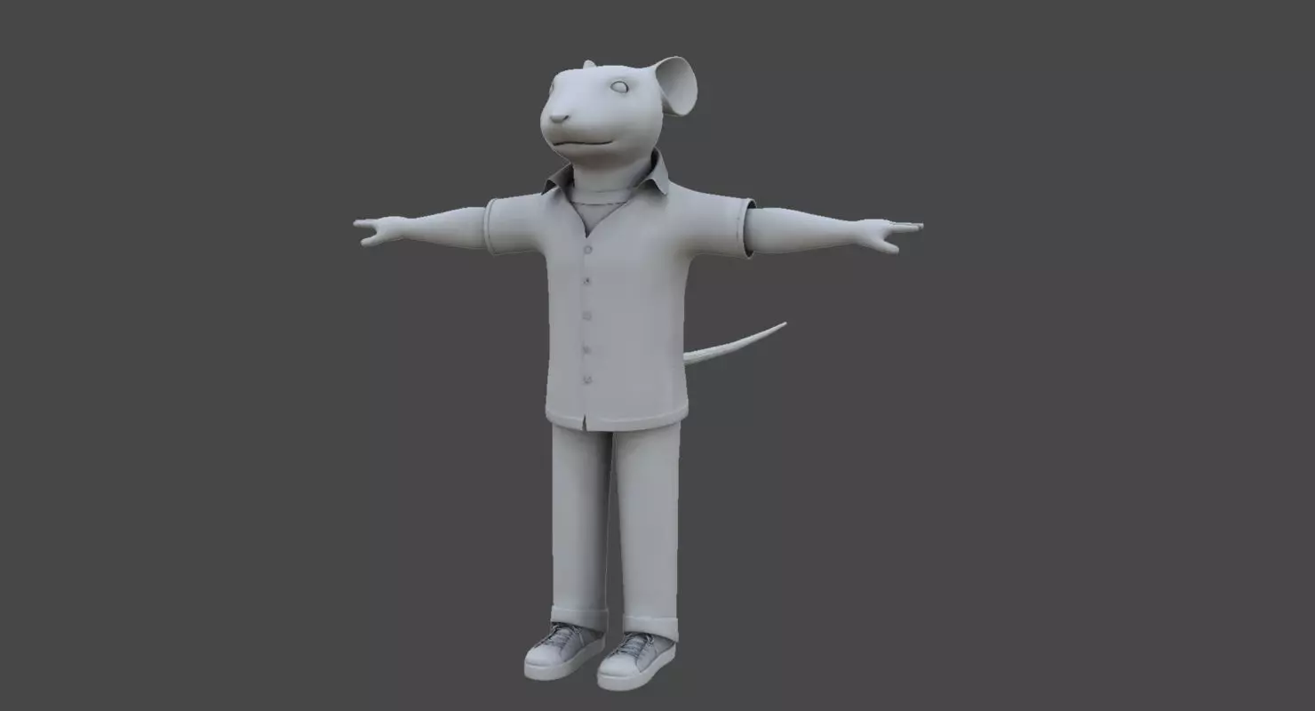 stuart little rat cartoon 3d model 3D model_0