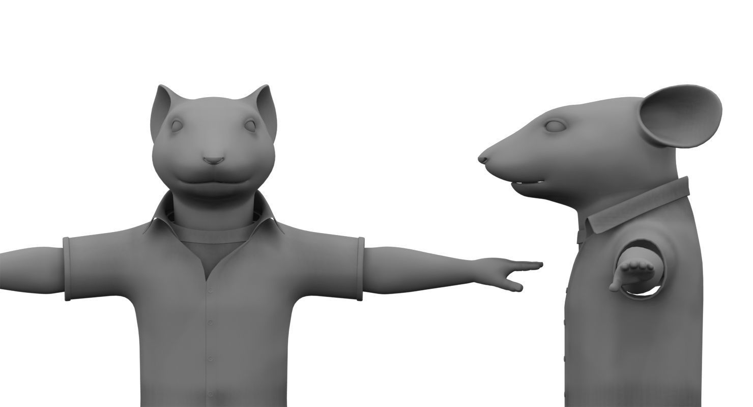 stuart little rat cartoon 3d model 3D model_7
