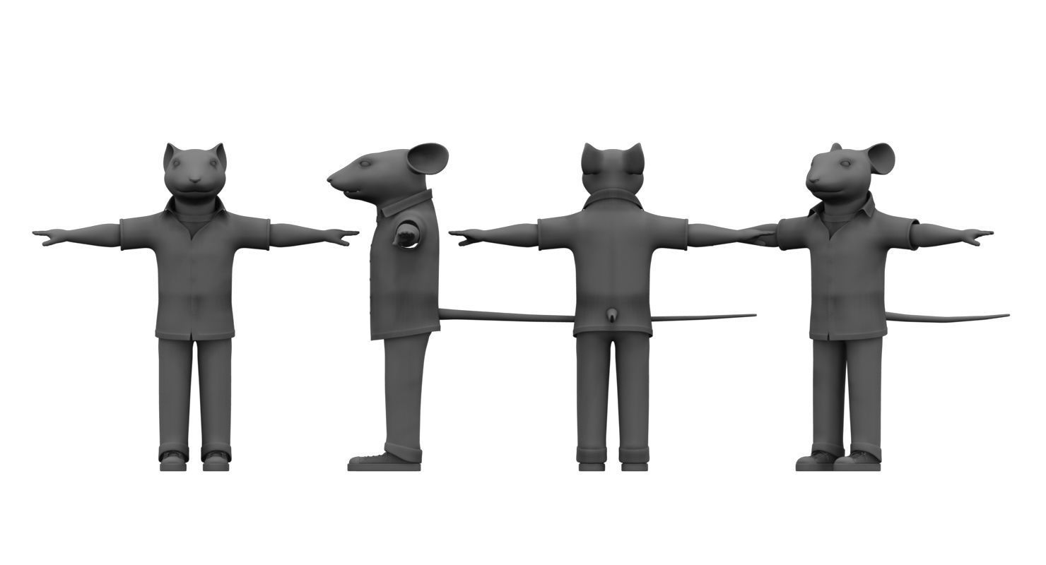 stuart little rat cartoon 3d model 3D model_6