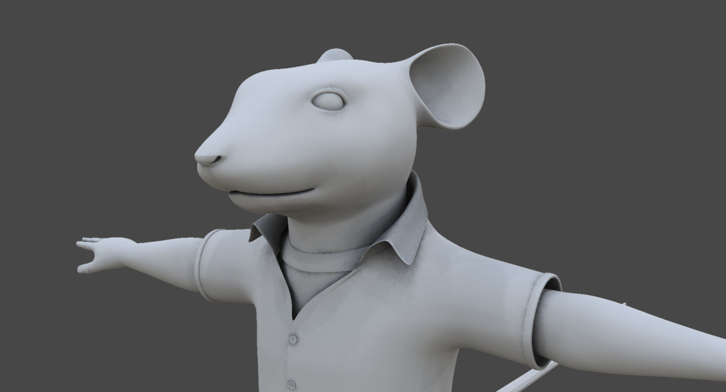 stuart little rat cartoon 3d model 3D model_5