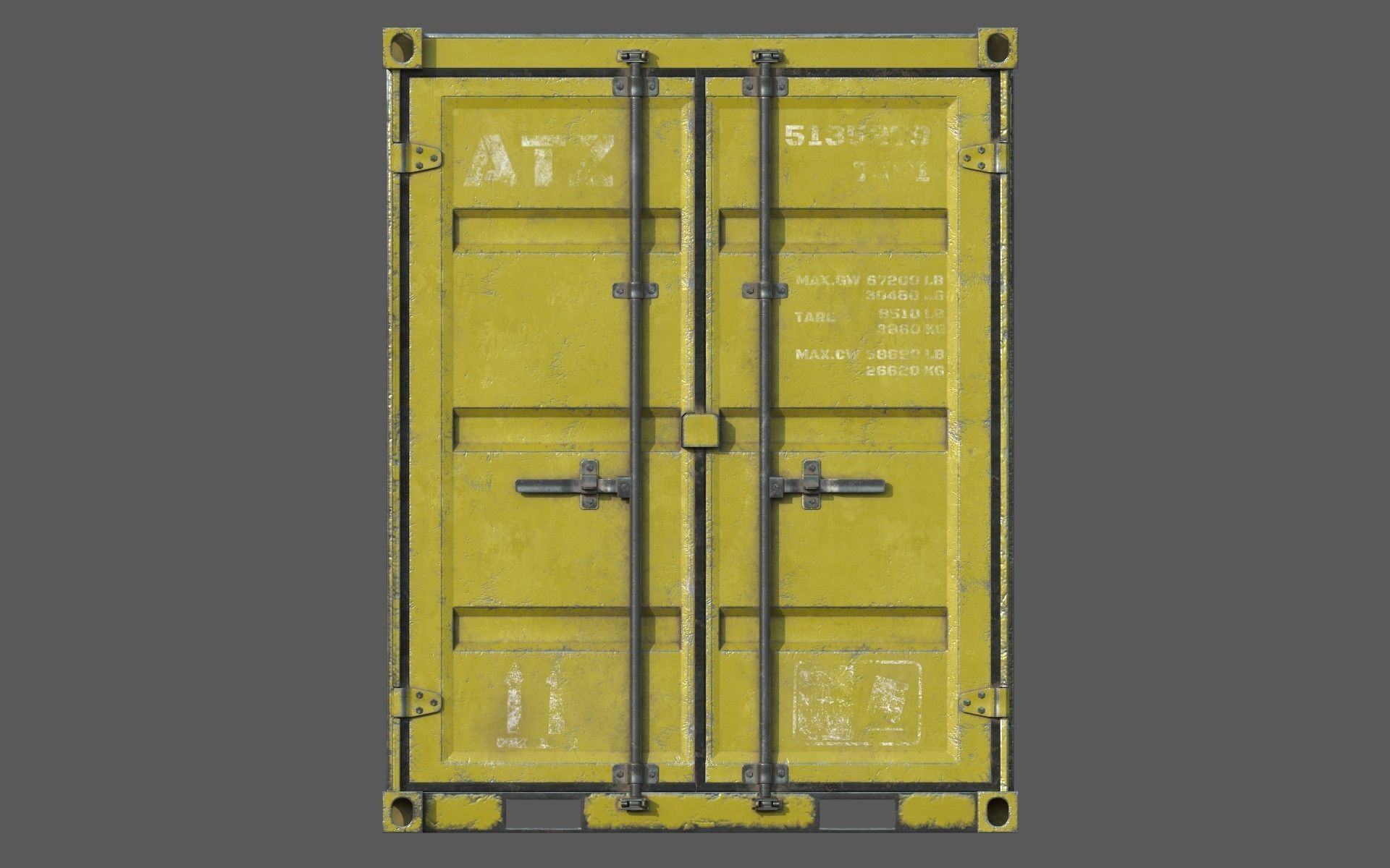 Yellow Shipping Container PBR  Low-Poly Game Ready 3D Model Low-poly 3D model_6