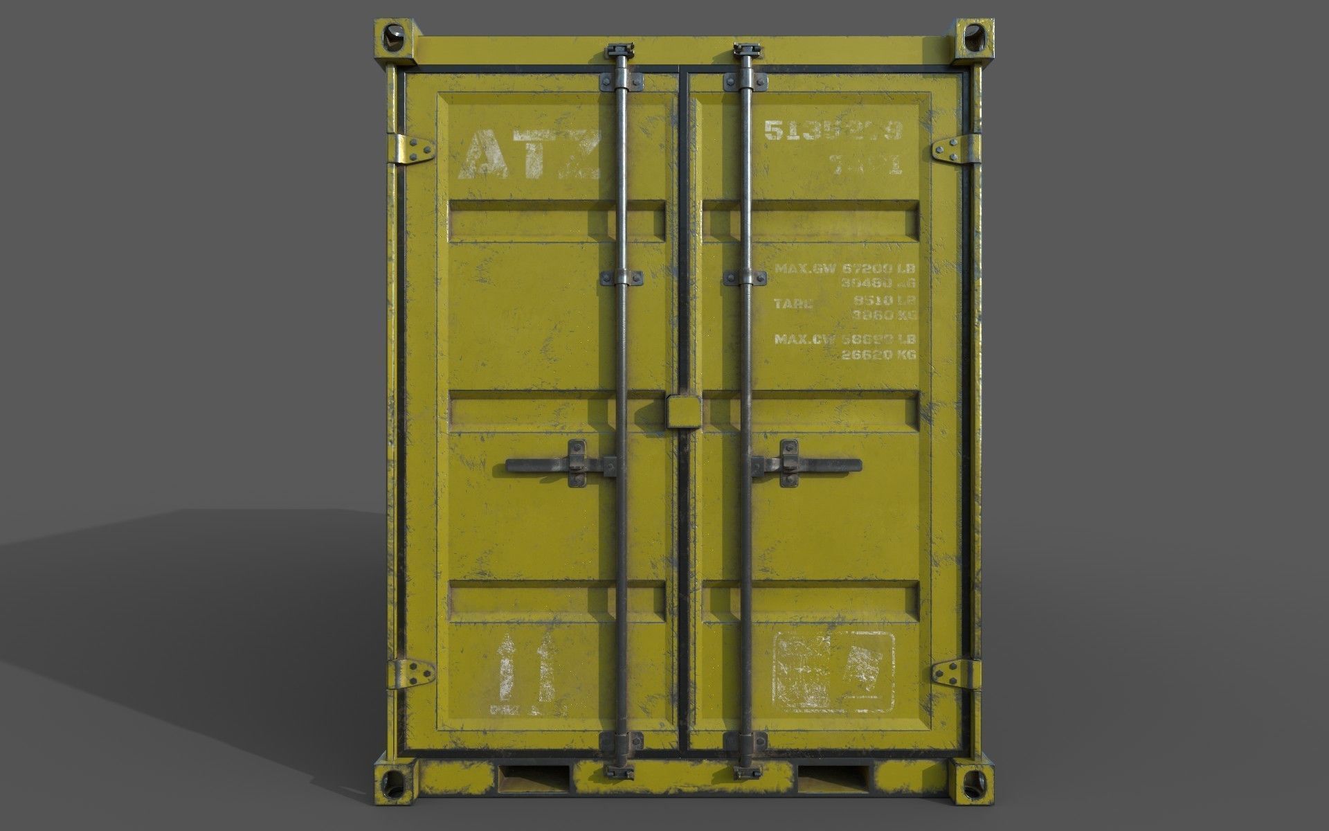 Yellow Shipping Container PBR  Low-Poly Game Ready 3D Model Low-poly 3D model_1