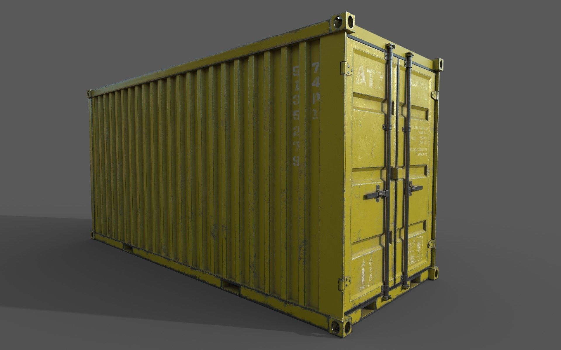 Yellow Shipping Container PBR  Low-Poly Game Ready 3D Model Low-poly 3D model_12