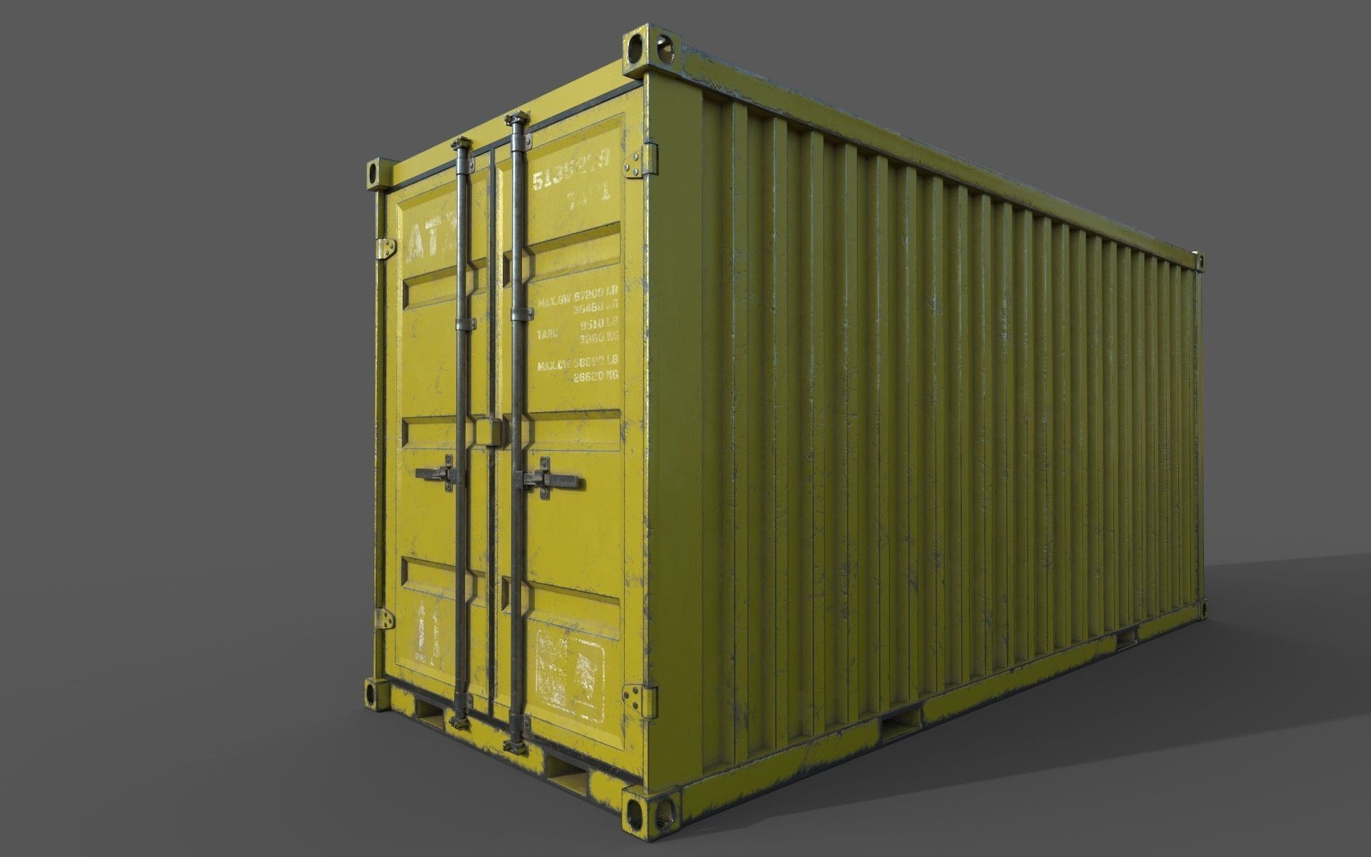 Yellow Shipping Container PBR  Low-Poly Game Ready 3D Model Low-poly 3D model_11