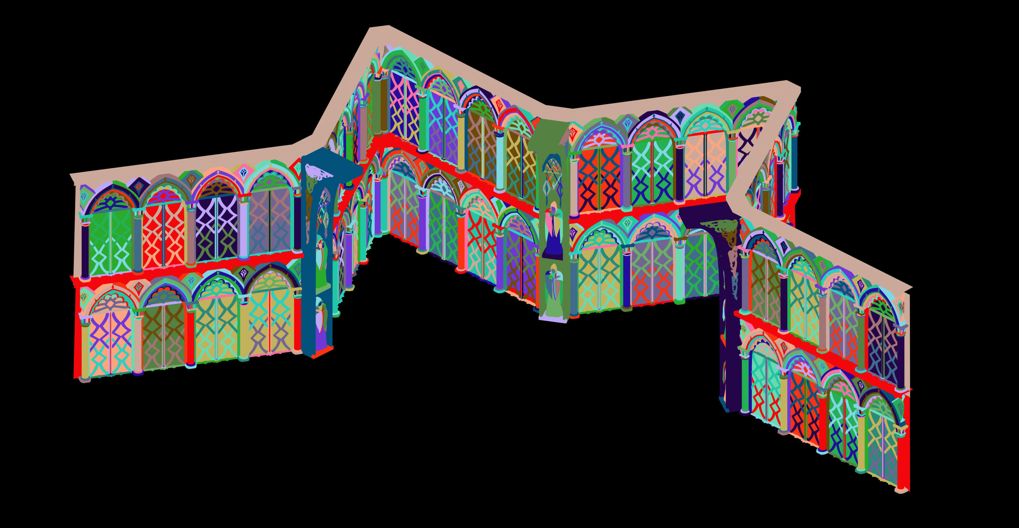 Tang Hexagram wall -01 3D model_2