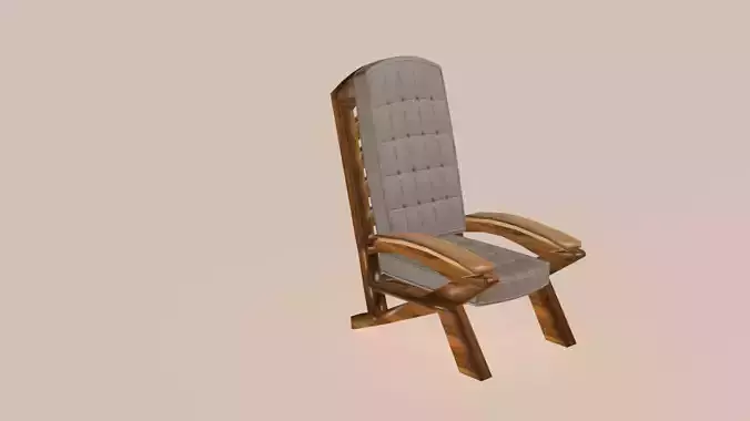Modern wooden and cotton armchair 3D model