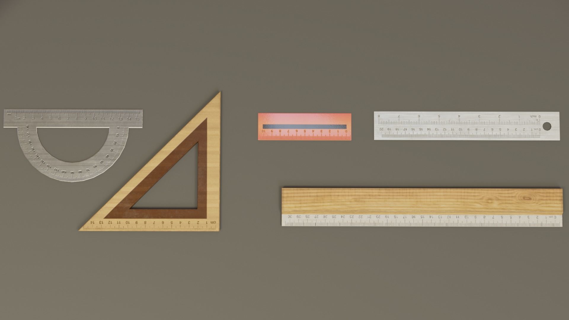 Math Geometry Tool Set Low-poly 3D model_16