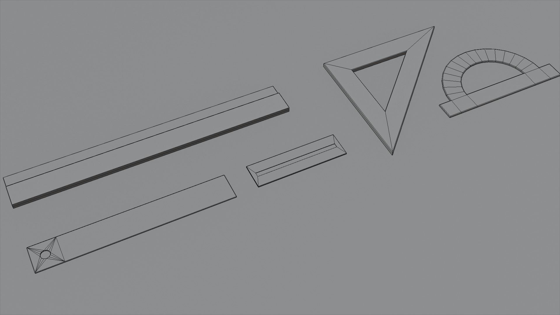 Math Geometry Tool Set Low-poly 3D model_8