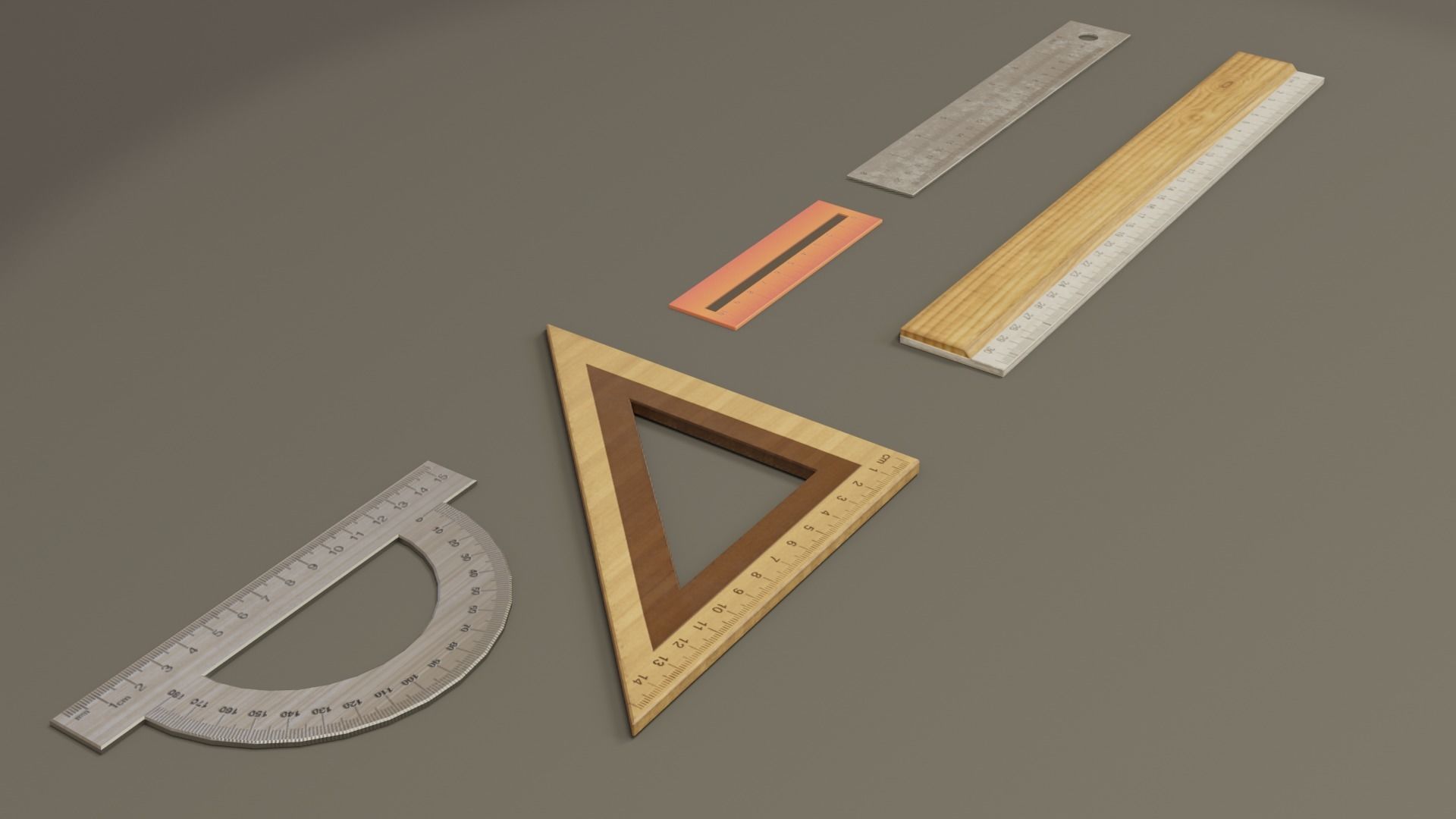 Math Geometry Tool Set Low-poly 3D model_10