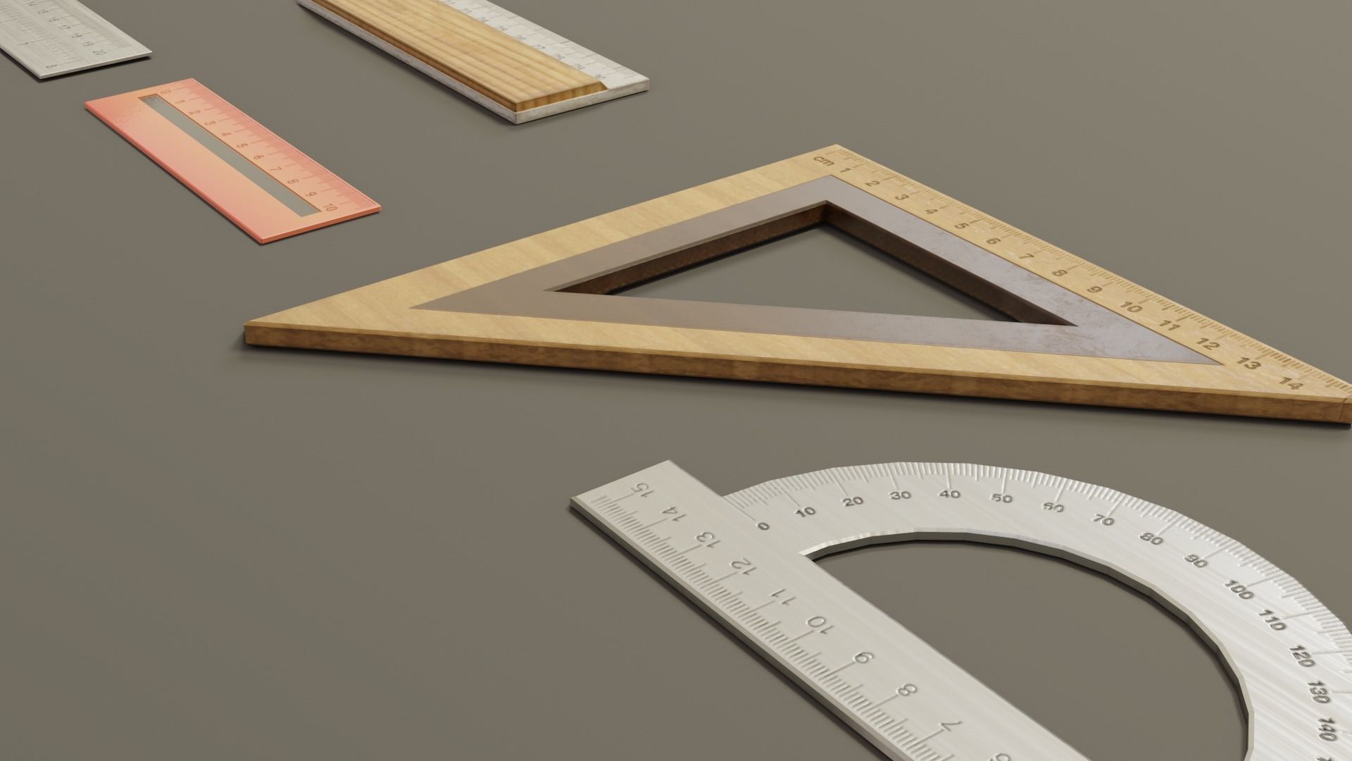 Math Geometry Tool Set Low-poly 3D model_13