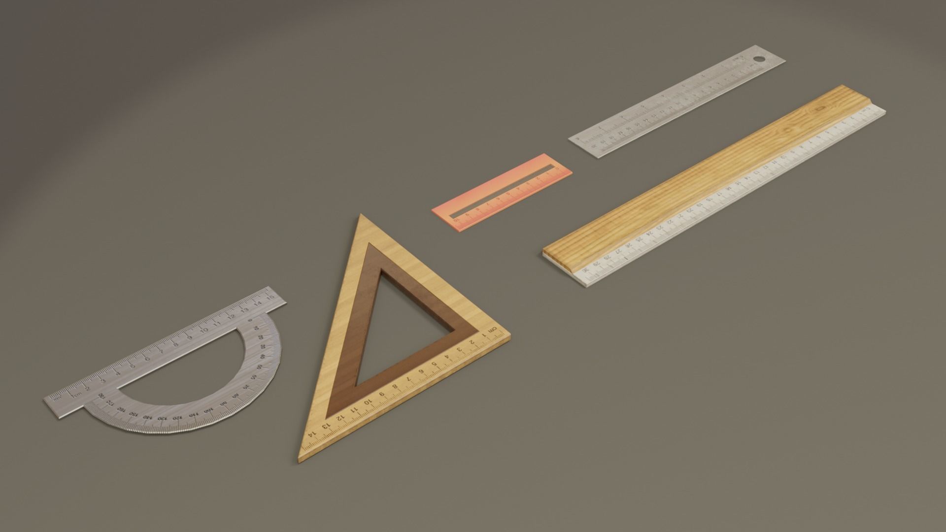Math Geometry Tool Set Low-poly 3D model_18