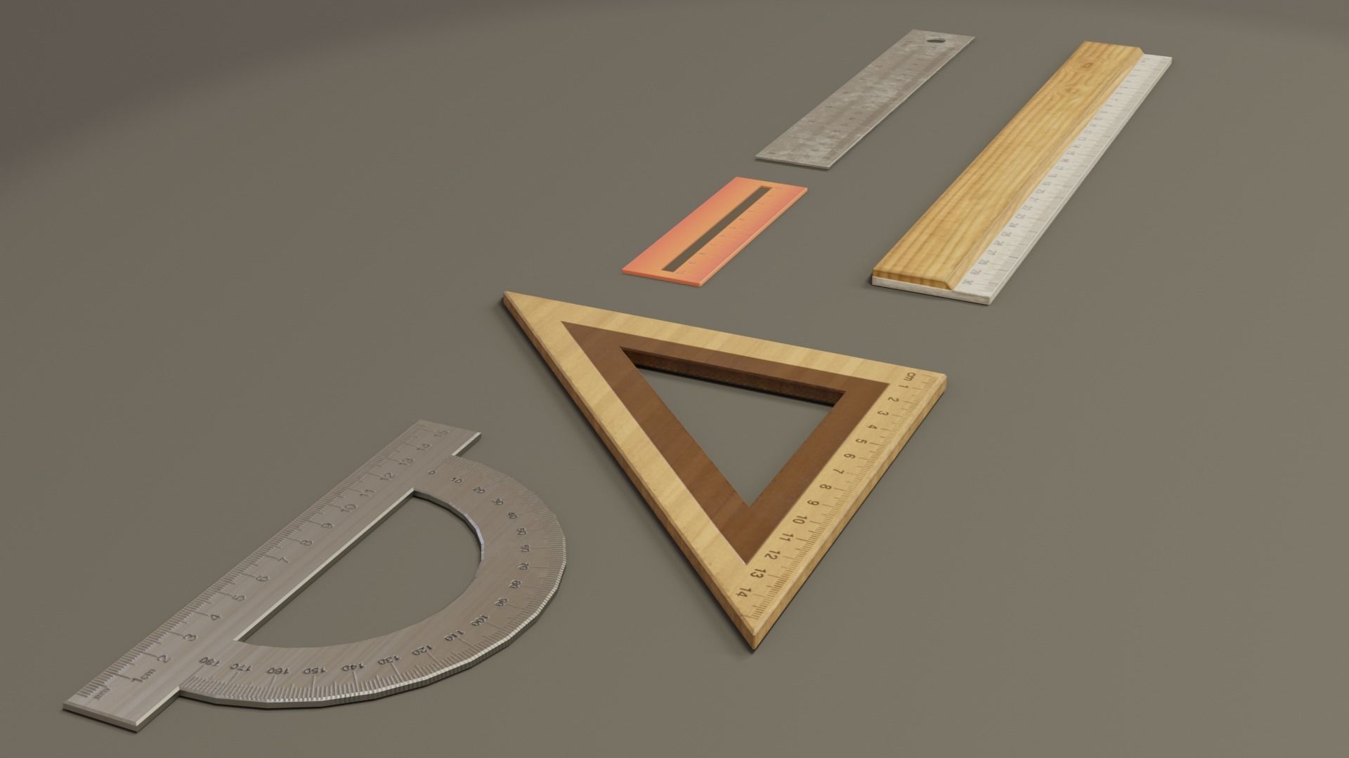 Math Geometry Tool Set Low-poly 3D model_20