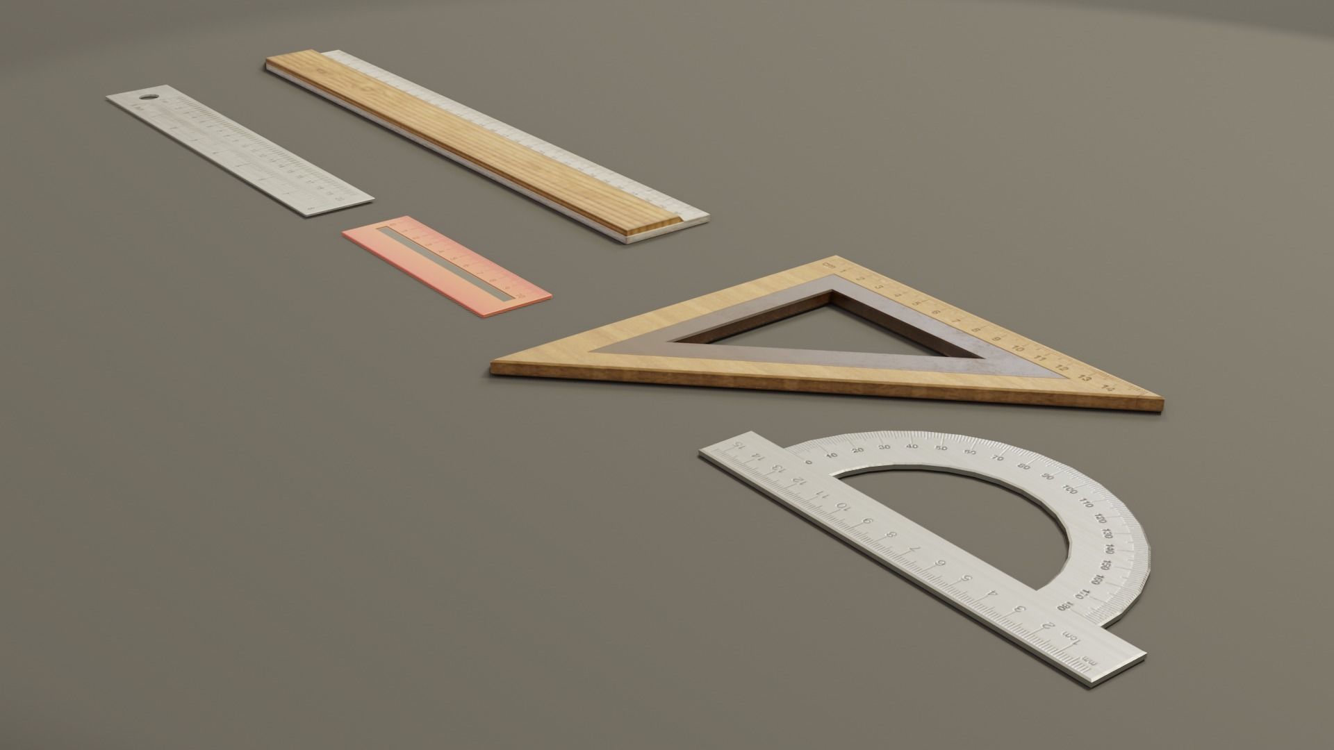 Math Geometry Tool Set Low-poly 3D model_9