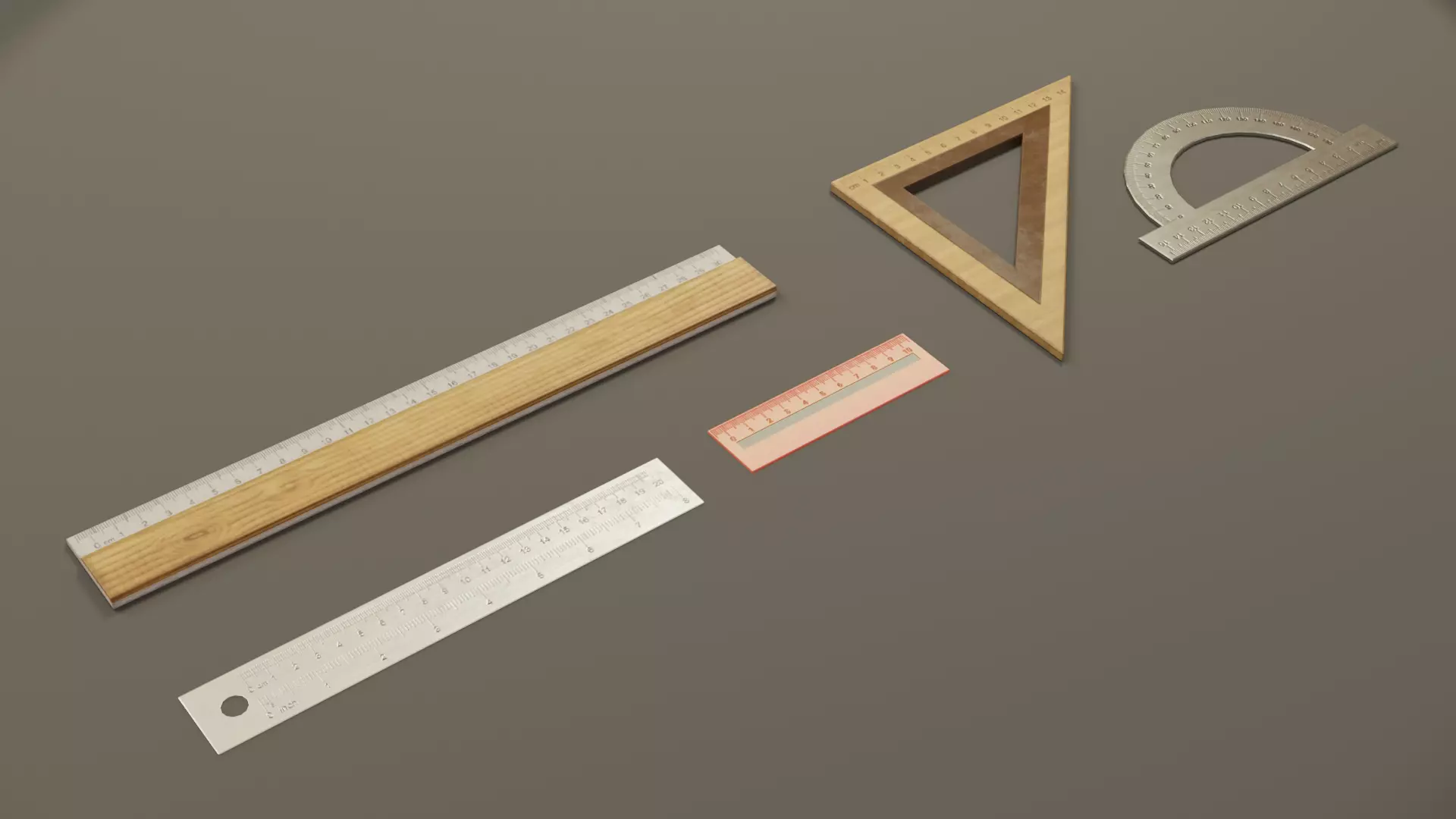 Math Geometry Tool Set Low-poly 3D model_0