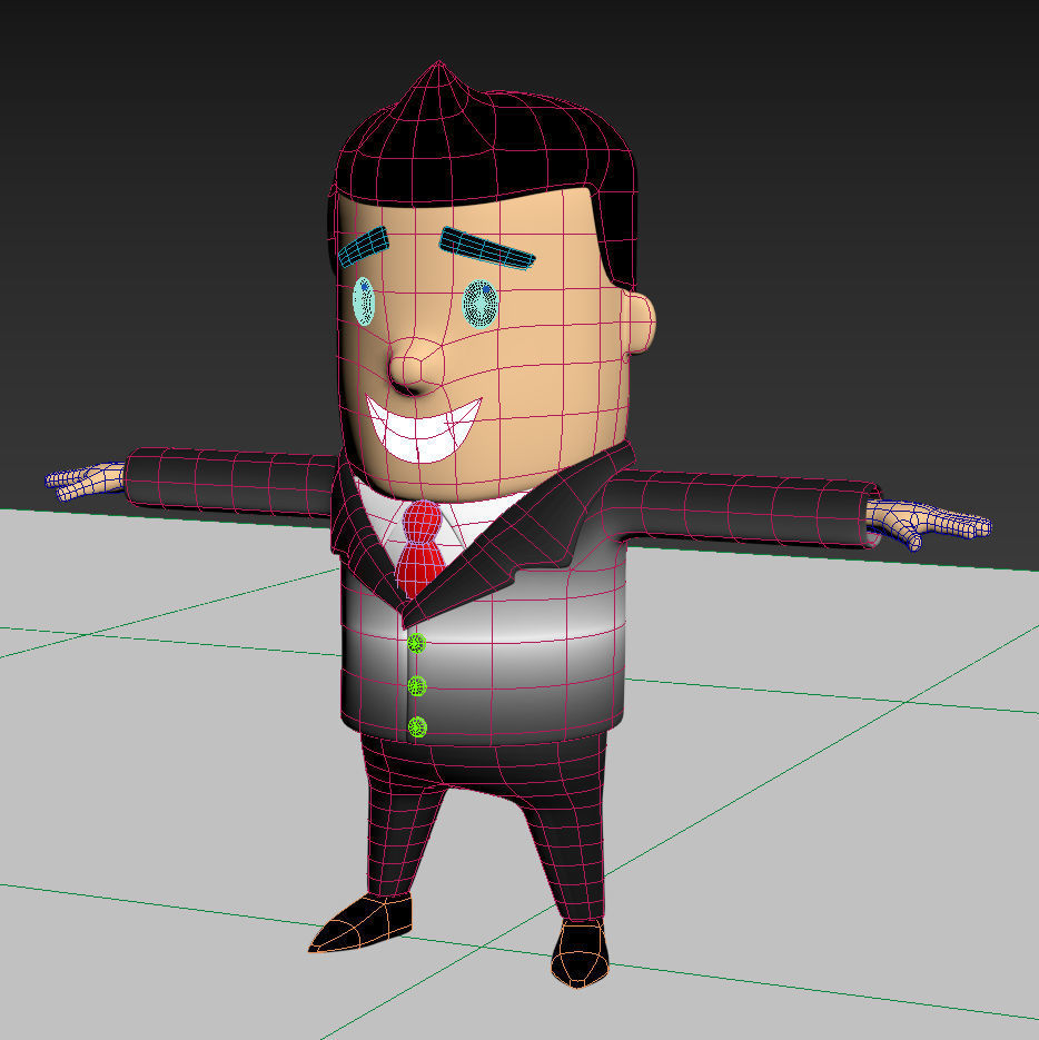 Business Man Cartoon Character suit 3D Low-poly 3D model_4