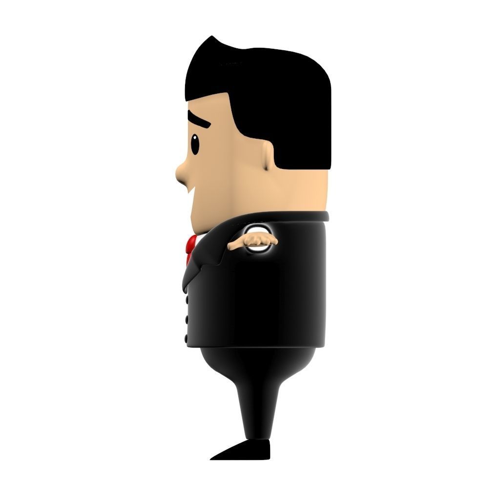 Business Man Cartoon Character suit 3D Low-poly 3D model_2