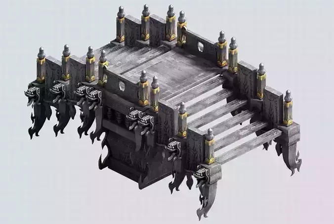 Tang Devil Palace - Staircase stone bridge 02 3D model