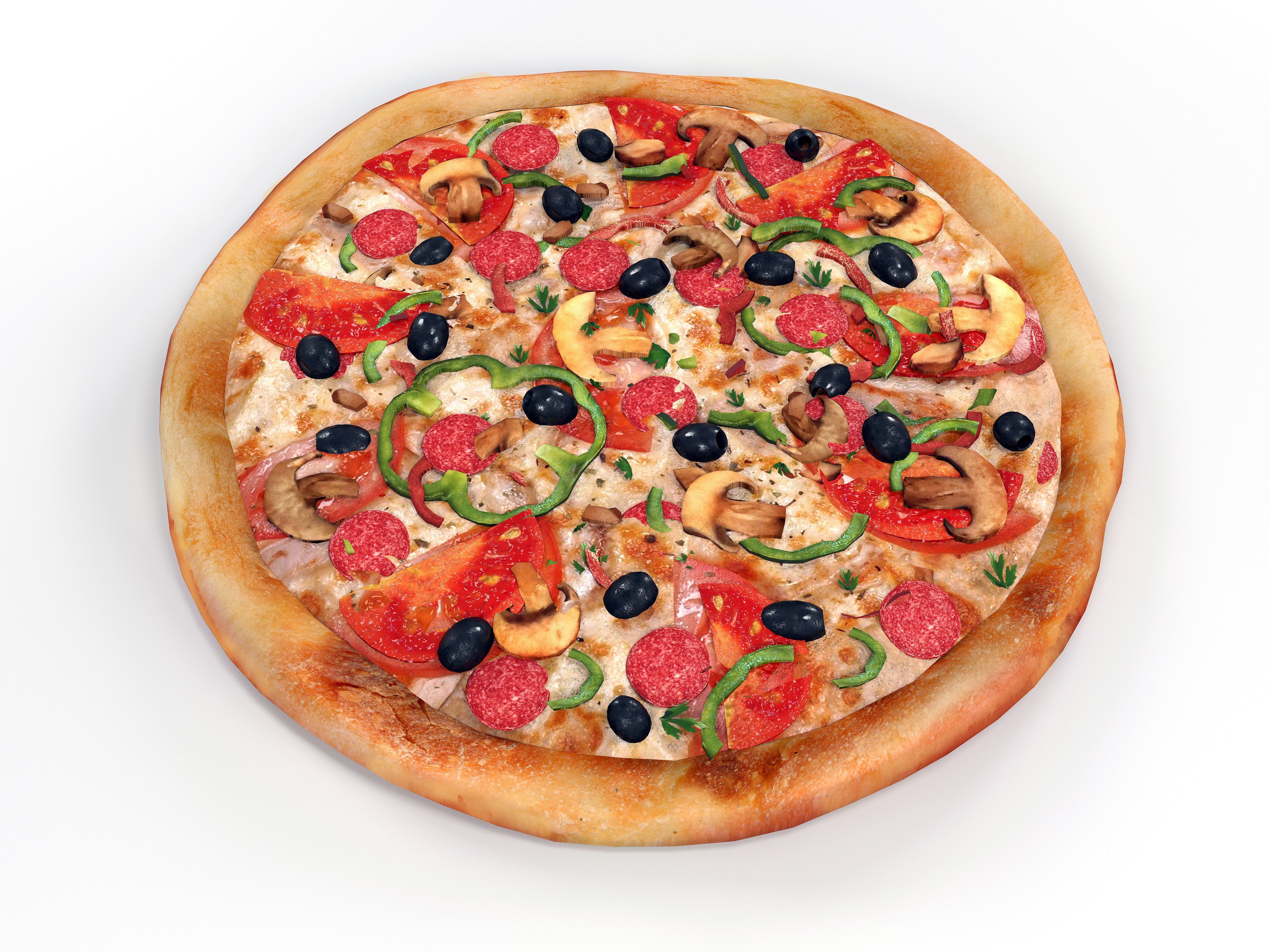 Pizza on wooden board 3D model_3