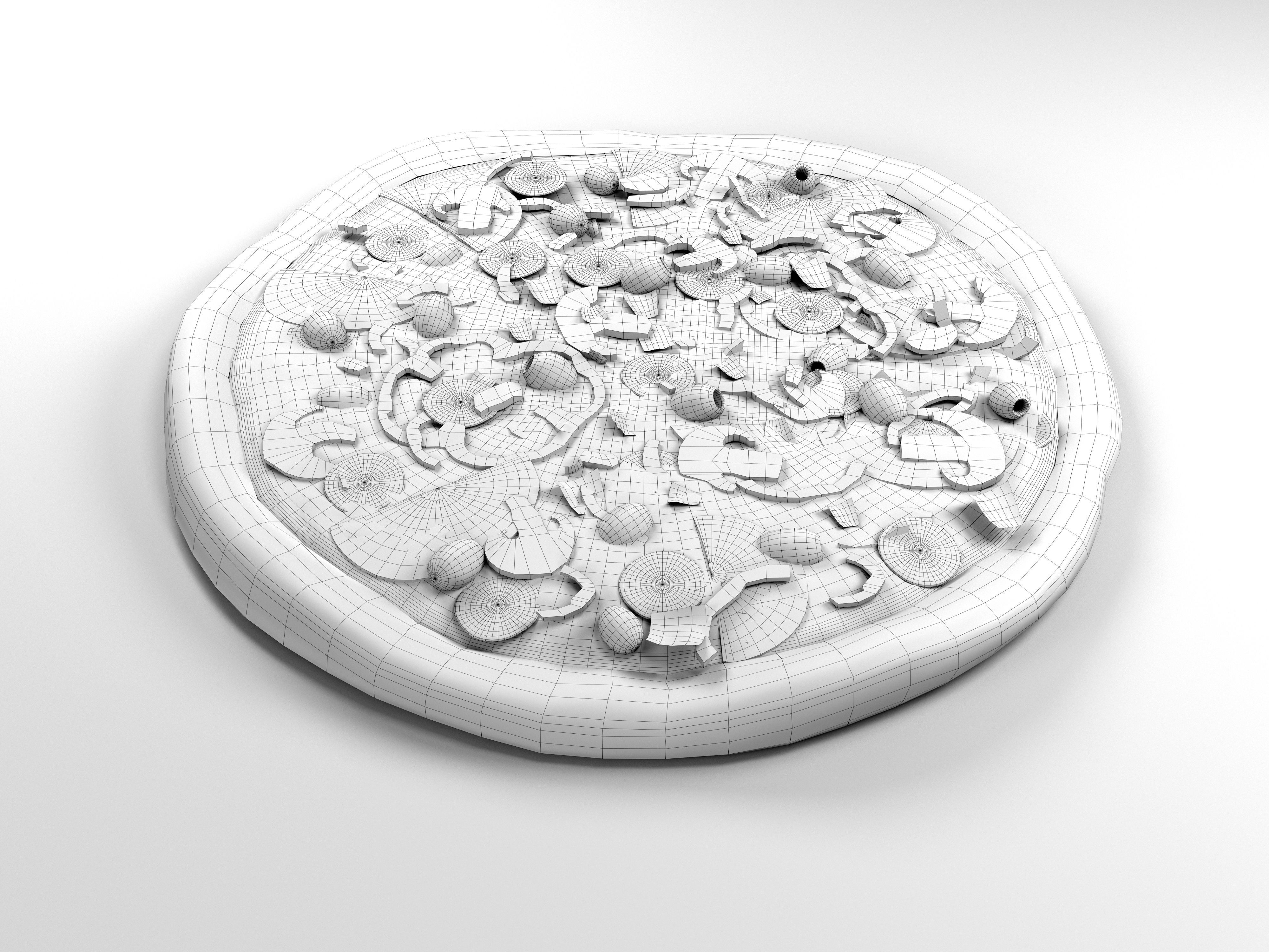 Pizza on wooden board 3D model_7