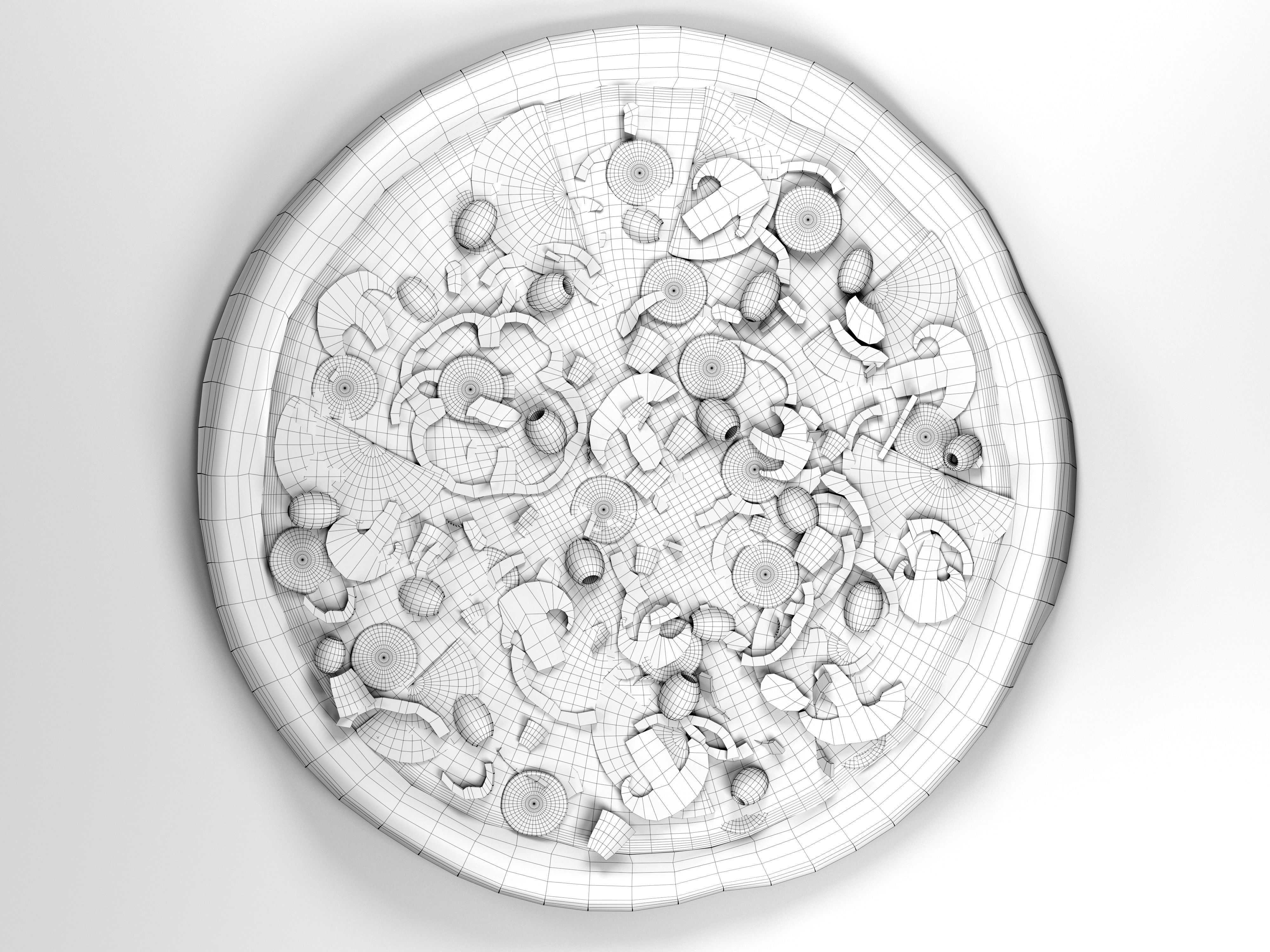 Pizza on wooden board 3D model_8