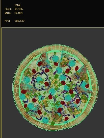 Pizza on wooden board 3D model_9