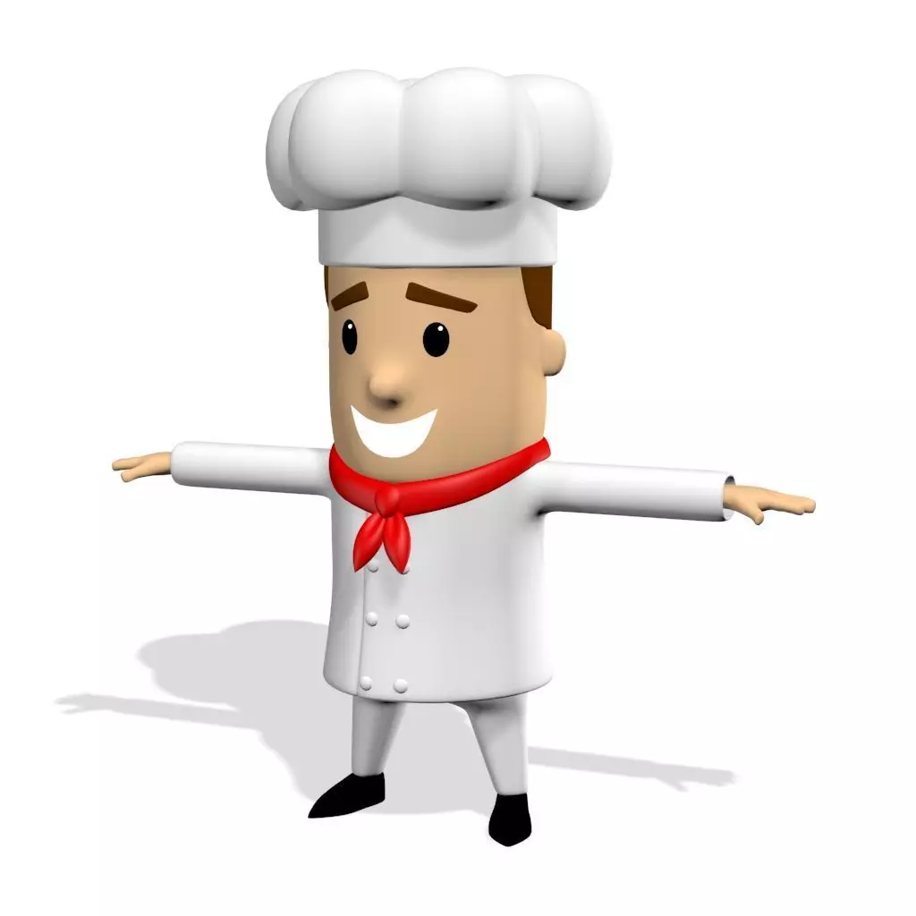 3D Chef Cartoon Character Cook Low-poly 3D model_0