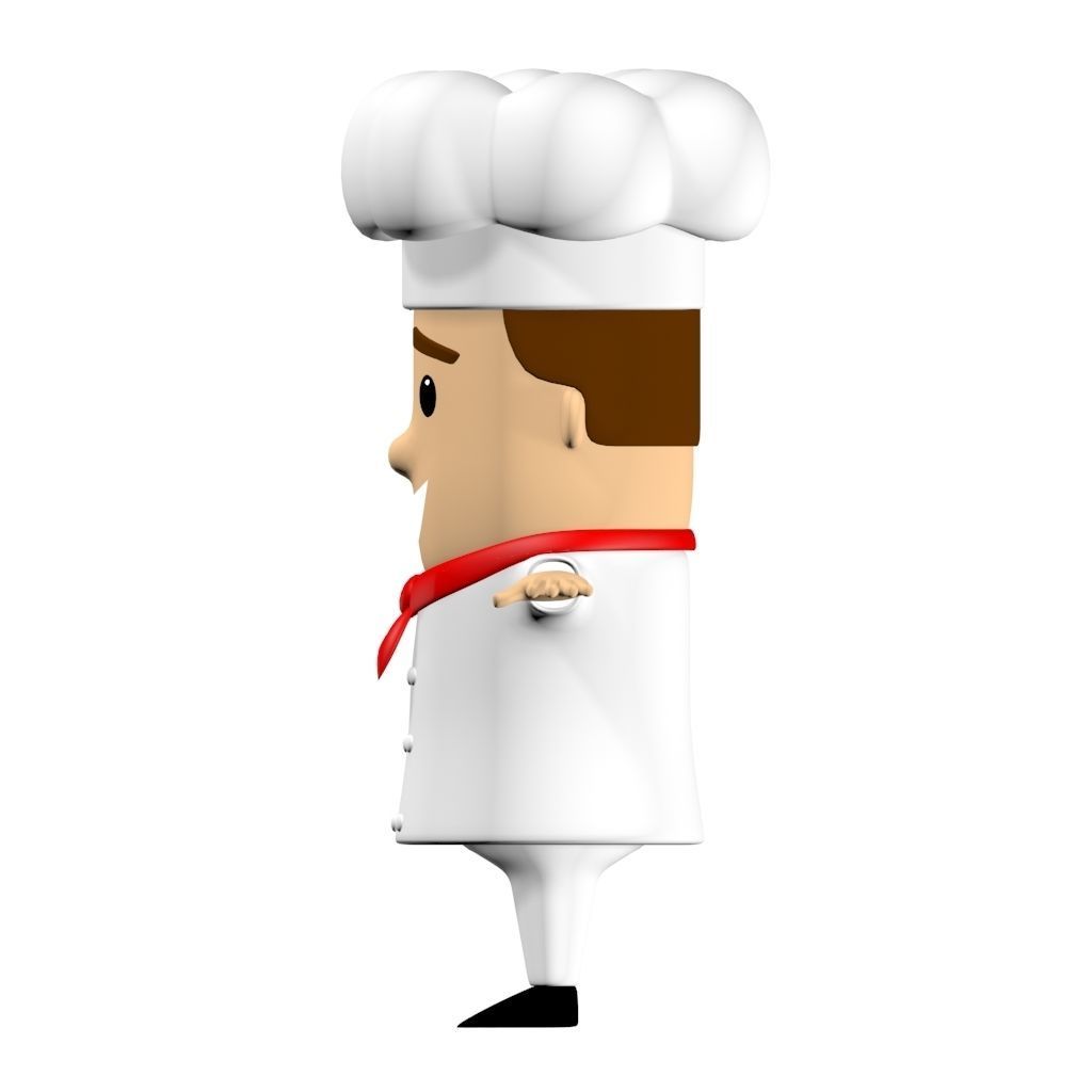3D Chef Cartoon Character Cook Low-poly 3D model_2