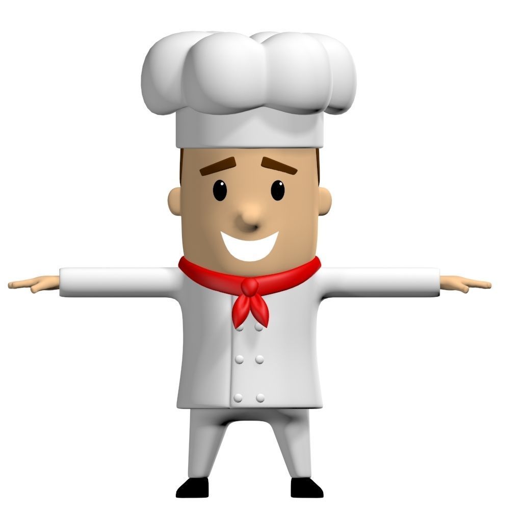 3D Chef Cartoon Character Cook Low-poly 3D model_1