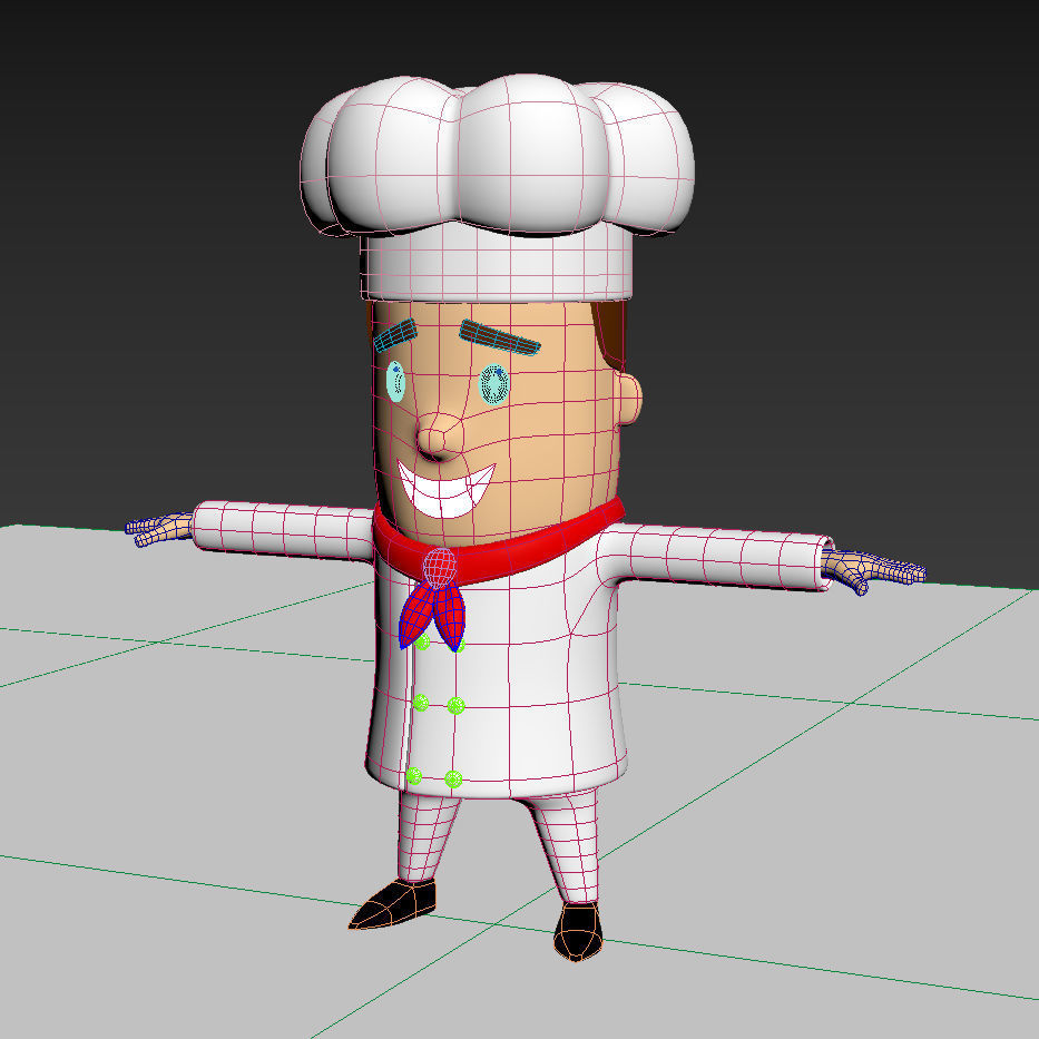 3D Chef Cartoon Character Cook Low-poly 3D model_4