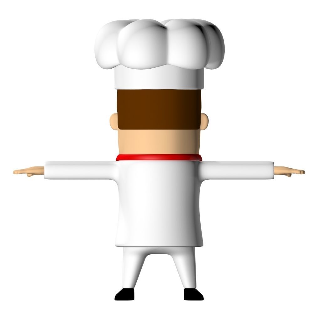 3D Chef Cartoon Character Cook Low-poly 3D model_3