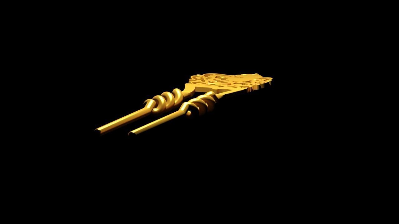 Gold barrette 3D model_2