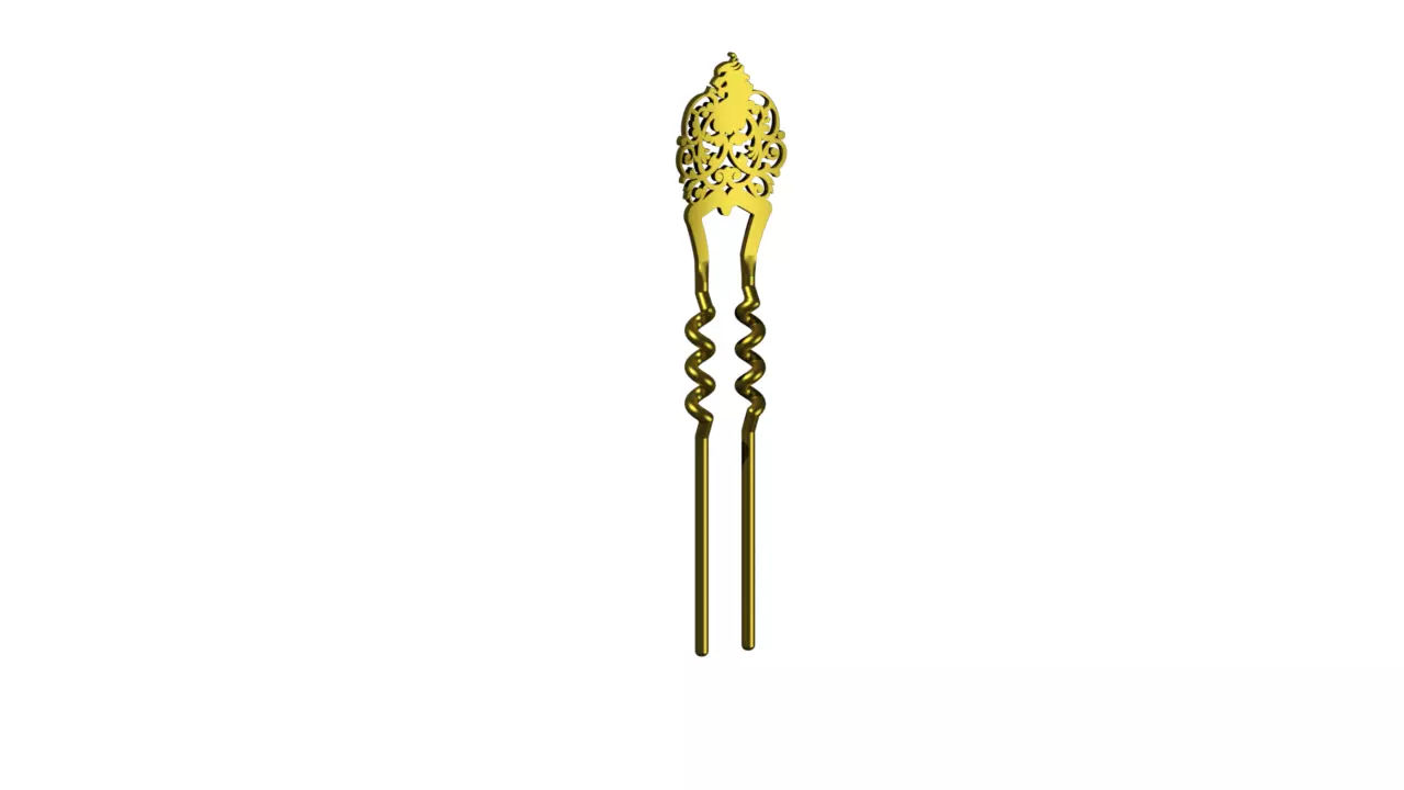 Gold barrette 3D model_0