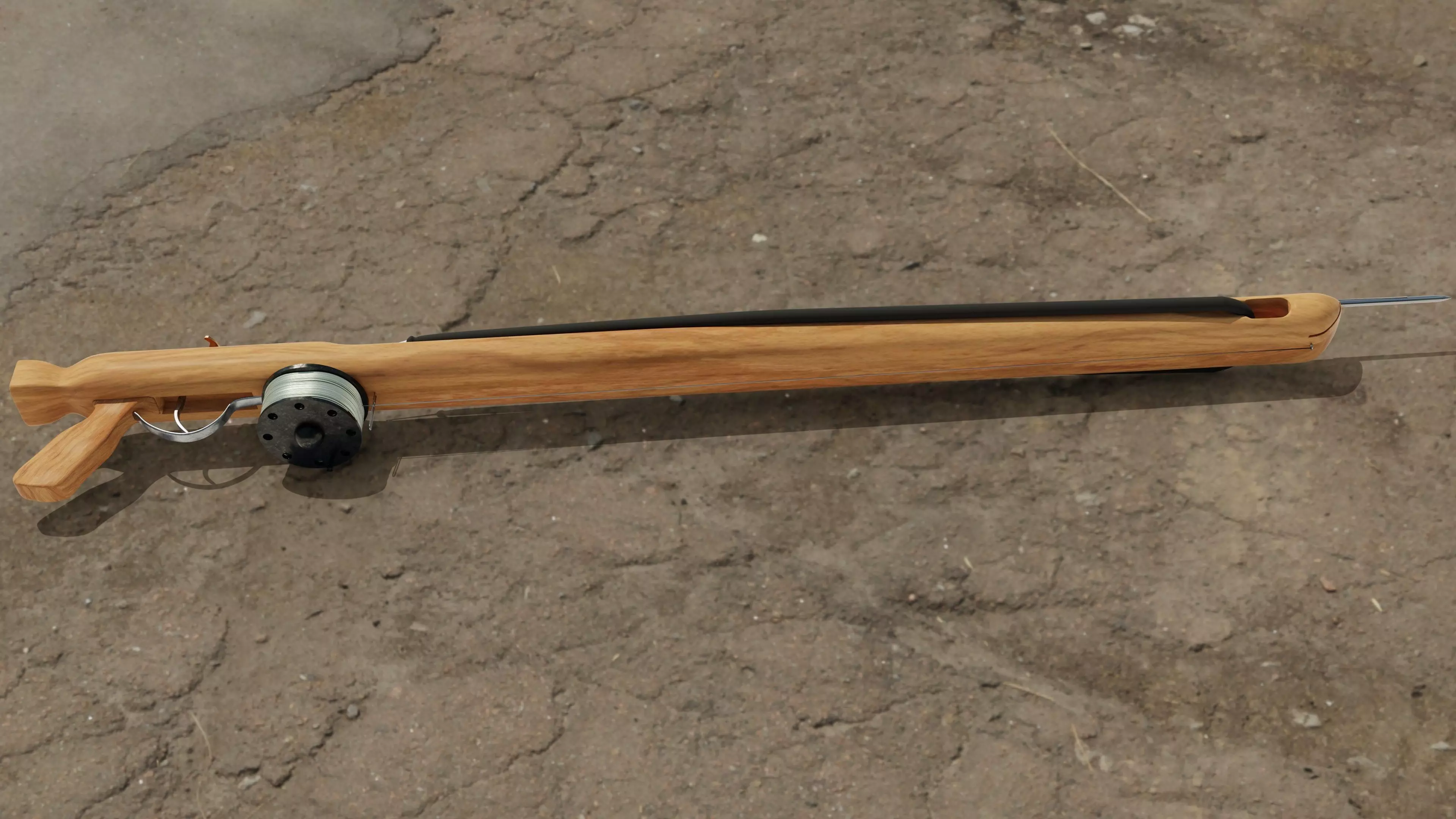 Speargun for spearfishing wood B 3D model Low-poly  UE4 Low-poly 3D model_0