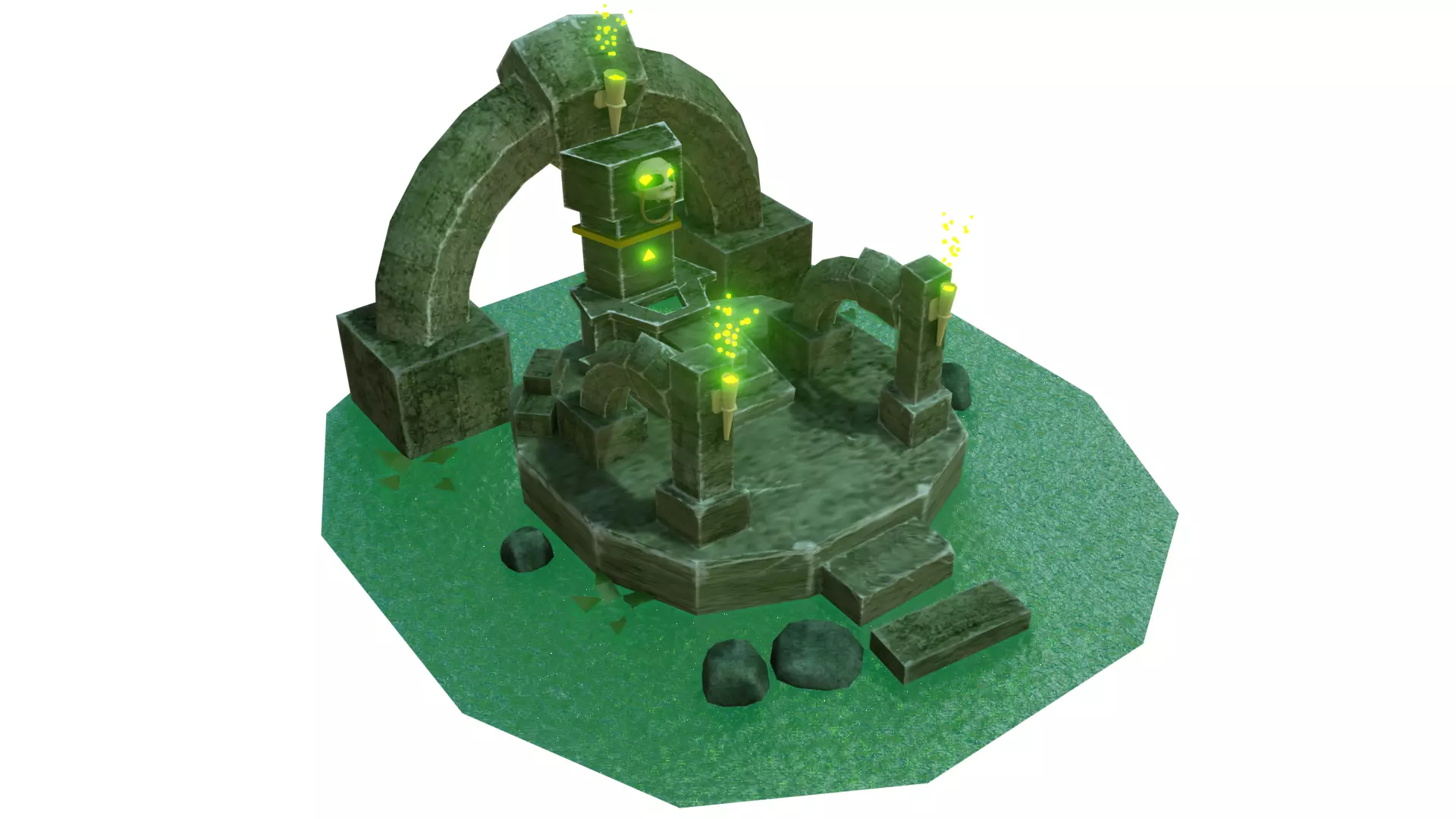Creepy Well Altar Animated Low-poly 3D model