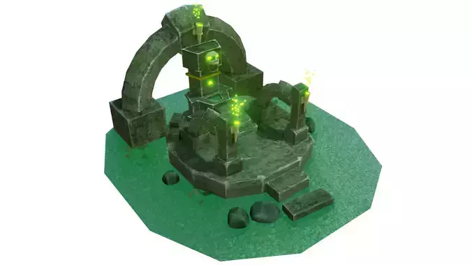 Creepy Well Altar Animated Low-poly 3D model