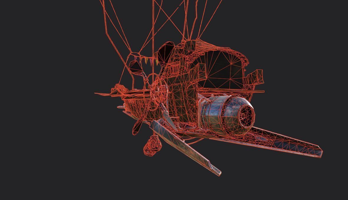Steampunk AirShip Low-poly 3D model PBR Low-poly 3D  Low-poly 3D model_14