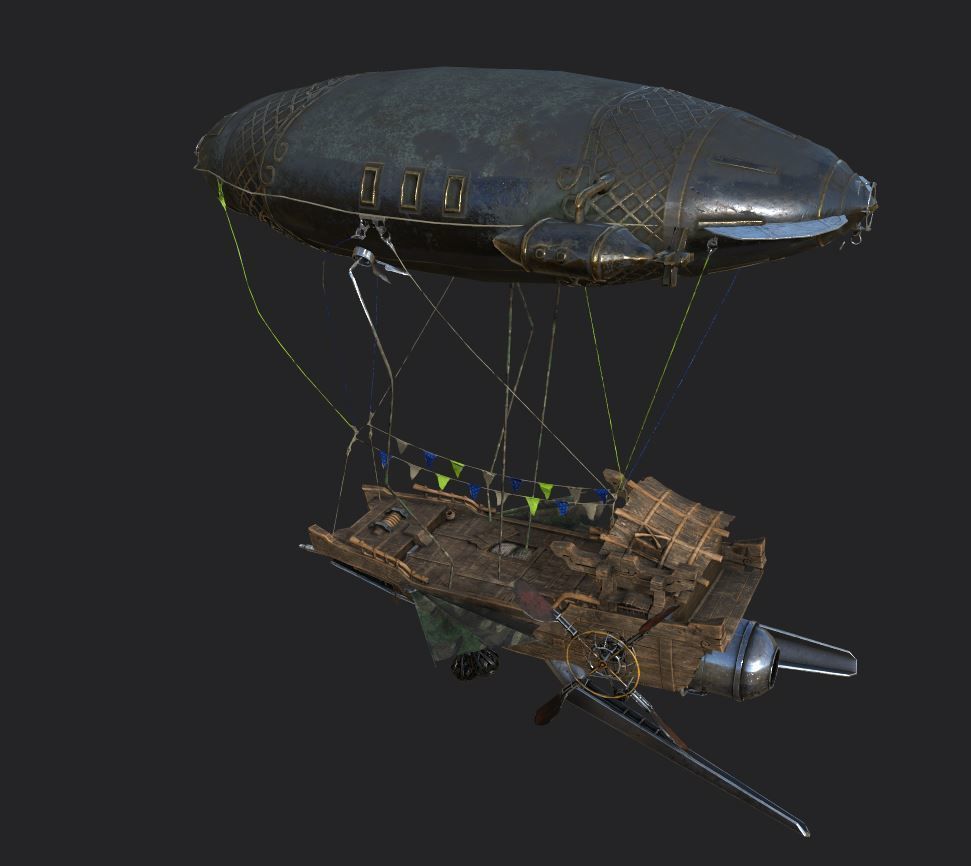 Steampunk AirShip Low-poly 3D model PBR Low-poly 3D  Low-poly 3D model_6