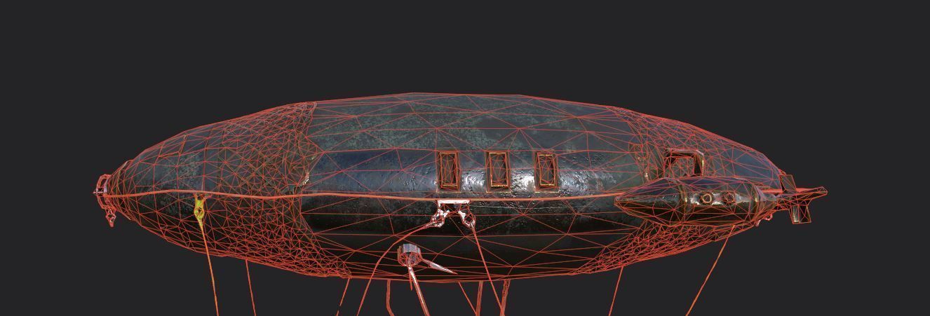 Steampunk AirShip Low-poly 3D model PBR Low-poly 3D  Low-poly 3D model_15